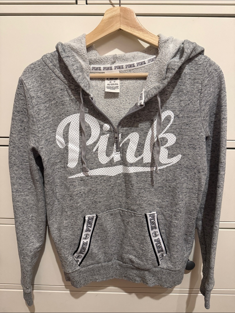 Victoria's Secret PINK Gray Hoodie with White Logo Detail